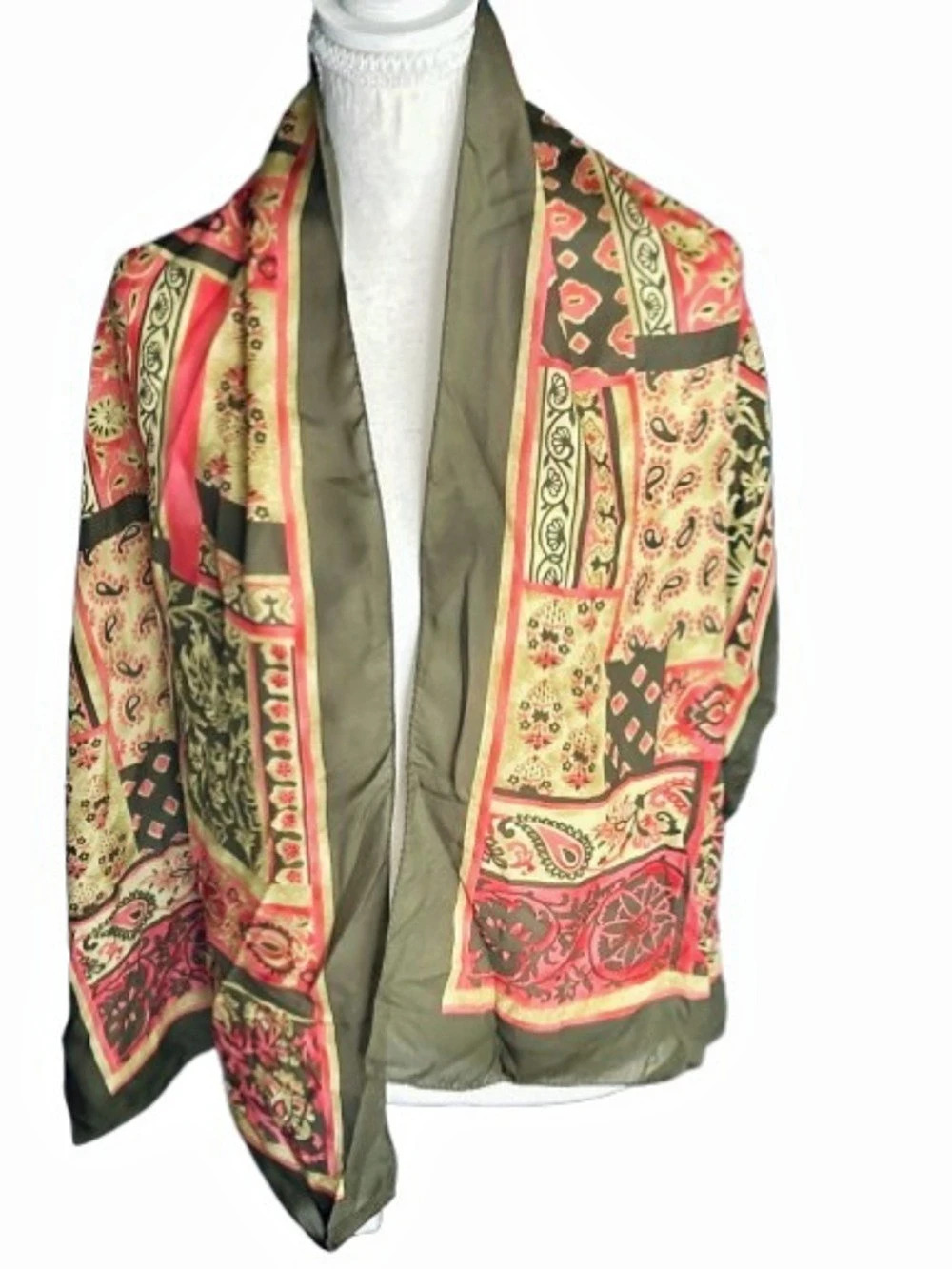 100% Silk CARLISLE Paisley Floral Print Scarf Wrap Shawl Boho Designer